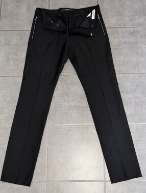 Valentino Made In Italy Men's Black Tailored Dress Pants Wool Mohair